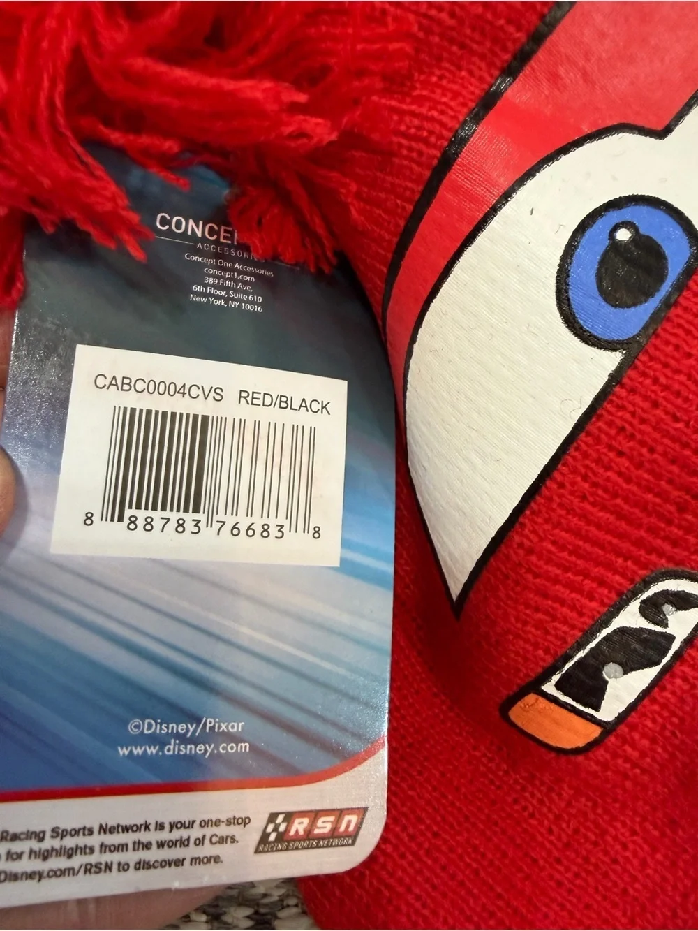 New Disney Red Lightning McQueen Beanie and Glove Set Little Boys One Size
